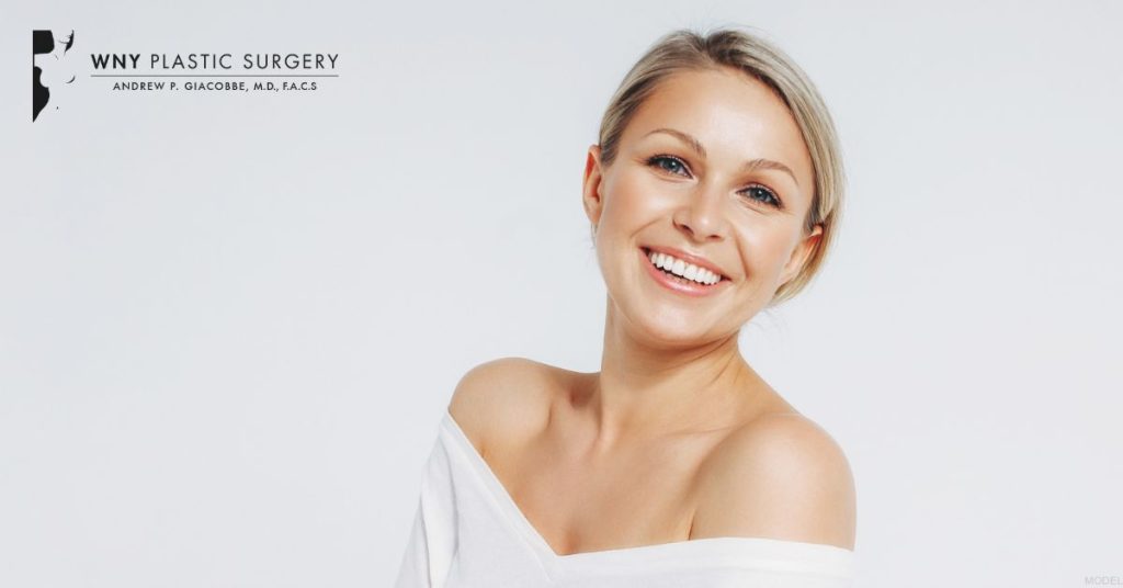 Woman with glowing skin from hyaluronic acid